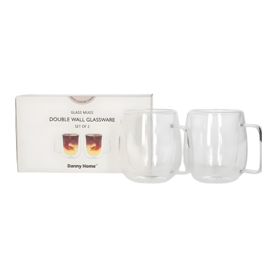 Double Wall Glass Mug 350 ml Set - 2 Pcs